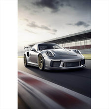 Lade das Bild in den Galerie-Viewer, Poster Sportwagen auf Rennstrecke bei Sonnenuntergang No.2 Hochformat