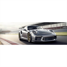 Lade das Bild in den Galerie-Viewer, Leinwandbild Sportwagen auf Rennstrecke bei Sonnenuntergang No.2 Panorama