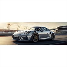 Lade das Bild in den Galerie-Viewer, Spannrahmenbild Sportwagen auf Rennstrecke bei Sonnenuntergang Panorama