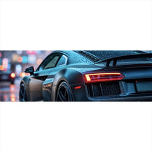 Lade das Bild in den Galerie-Viewer, Leinwandbild Sportwagen bei Nacht im Regen auf nasser Straße Panorama