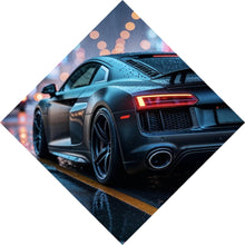 Lade das Bild in den Galerie-Viewer, Poster Sportwagen bei Nacht im Regen auf nasser Straße Raute