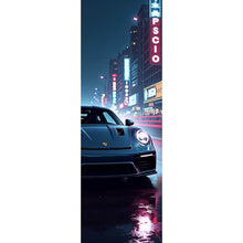 Lade das Bild in den Galerie-Viewer, Poster Sportwagen bei Nacht in neonbeleuchteter Stadtstraße Panorama Hoch