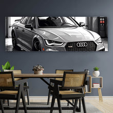 Lade das Bild in den Galerie-Viewer, Poster Sportwagen in einer Werkstatt vor Garagentor Panorama