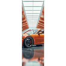 Lade das Bild in den Galerie-Viewer, Leinwandbild Sportwagen in futuristischem orangefarbenen Halle Panorama Hoch