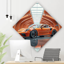 Lade das Bild in den Galerie-Viewer, Leinwandbild Sportwagen in futuristischem orangefarbenen Halle Raute