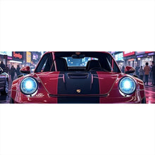 Lade das Bild in den Galerie-Viewer, Spannrahmenbild Sportwagen in leuchtender Nachtkulisse Panorama