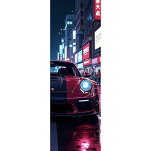 Lade das Bild in den Galerie-Viewer, Leinwandbild Sportwagen in leuchtender Nachtkulisse Panorama Hoch