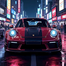 Lade das Bild in den Galerie-Viewer, Poster Sportwagen in leuchtender Nachtkulisse Quadrat