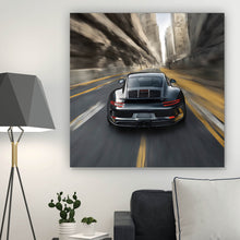 Lade das Bild in den Galerie-Viewer, Spannrahmenbild Sportwagen in voller Fahrt Modern Art Quadrat