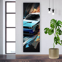 Lade das Bild in den Galerie-Viewer, Leinwandbild Sportwagen mit abstrakten Hintergrund Panorama Hoch