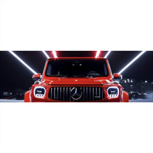 Lade das Bild in den Galerie-Viewer, Leinwandbild Sportwagen mit futuristischen Lichteffekten bei Nacht Panorama