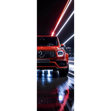 Lade das Bild in den Galerie-Viewer, Leinwandbild Sportwagen mit futuristischen Lichteffekten bei Nacht Panorama Hoch