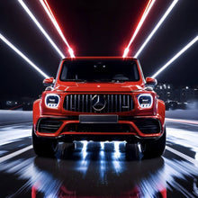 Lade das Bild in den Galerie-Viewer, Spannrahmenbild Sportwagen mit futuristischen Lichteffekten bei Nacht Quadrat
