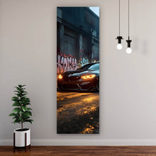 Lade das Bild in den Galerie-Viewer, Leinwandbild Sportwagen vor Graffiti Wand Panorama Hoch