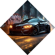 Lade das Bild in den Galerie-Viewer, Leinwandbild Sportwagen vor Graffiti Wand Raute