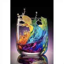 Lade das Bild in den Galerie-Viewer, Aluminiumbild gebürstet Spritziger bunter Cocktail im Glas Hochformat