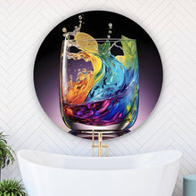 Lade das Bild in den Galerie-Viewer, Aluminiumbild Spritziger bunter Cocktail im Glas Kreis