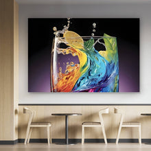 Lade das Bild in den Galerie-Viewer, Aluminiumbild gebürstet Spritziger bunter Cocktail im Glas Querformat