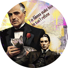 Lade das Bild in den Galerie-Viewer, Aluminiumbild gebürstet Stilvolle Collage der Pate Pop Art Kreis