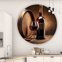 Lade das Bild in den Galerie-Viewer, Aluminiumbild gebürstet Stilvolle Darstellung einer Weinverkostung Kreis