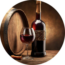 Lade das Bild in den Galerie-Viewer, Aluminiumbild gebürstet Stilvolle Darstellung einer Weinverkostung Kreis