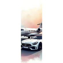 Lade das Bild in den Galerie-Viewer, Poster Stilvolle Darstellung eines Privatjets und eines Luxusautos Panorama Hoch