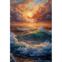 Lade das Bild in den Galerie-Viewer, Spannrahmenbild Stimmungsvolle Meerlandschaft bei Sturm Hochformat
