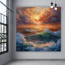 Lade das Bild in den Galerie-Viewer, Poster Stimmungsvolle Meerlandschaft bei Sturm Quadrat