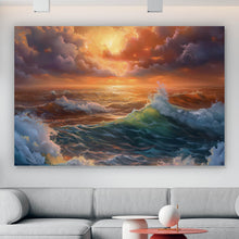 Lade das Bild in den Galerie-Viewer, Acrylglasbild Stimmungsvolle Meerlandschaft bei Sturm Querformat