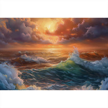 Lade das Bild in den Galerie-Viewer, Spannrahmenbild Stimmungsvolle Meerlandschaft bei Sturm Querformat
