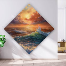 Lade das Bild in den Galerie-Viewer, Aluminiumbild gebürstet Stimmungsvolle Meerlandschaft bei Sturm Raute