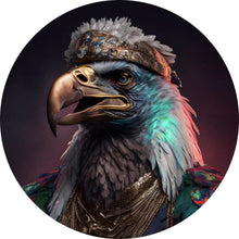 Lade das Bild in den Galerie-Viewer, Aluminiumbild gebürstet Stolzer Adler in königlicher Kleidung mit Schmuck Kreis