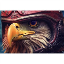 Lade das Bild in den Galerie-Viewer, Aluminiumbild gebürstet Stolzer Adler in Lederjacke und Helm Querformat