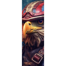 Lade das Bild in den Galerie-Viewer, Aluminiumbild gebürstet Stolzer Adler in Lederjacke und Helm Panorama Hoch