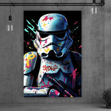 Lade das Bild in den Galerie-Viewer, Leinwandbild Stormtrooper Graffiti Hochformat