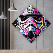 Lade das Bild in den Galerie-Viewer, Aluminiumbild Stormtrooper Helm Graffiti Raute