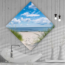 Lade das Bild in den Galerie-Viewer, Aluminiumbild Strand mit beruhigendem Meerblick Raute