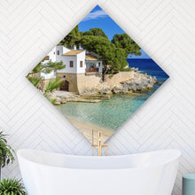 Lade das Bild in den Galerie-Viewer, Aluminiumbild Strandhaus am Meer Mallorca Raute