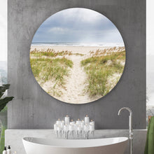 Lade das Bild in den Galerie-Viewer, Aluminiumbild Strandweg zwischen Dünen unter wolkigem Himmel Kreis