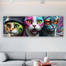 Lade das Bild in den Galerie-Viewer, Poster Stylische Katzen Digital Art Panorama