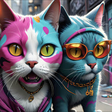 Lade das Bild in den Galerie-Viewer, Poster Stylische Katzen Digital Art Quadrat