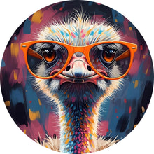 Lade das Bild in den Galerie-Viewer, Aluminiumbild gebürstet Stylischer Strauß mit Sonnenbrille Kreis