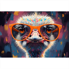 Lade das Bild in den Galerie-Viewer, Spannrahmenbild Stylischer Strauß mit Sonnenbrille Querformat