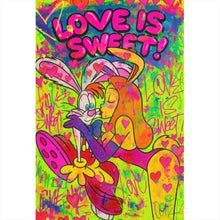 Lade das Bild in den Galerie-Viewer, Aluminiumbild gebürstet Süßes Pop Art Liebespaar Hochformat