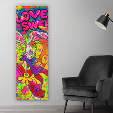 Lade das Bild in den Galerie-Viewer, Aluminiumbild gebürstet Süßes Pop Art Liebespaar Panorama Hoch