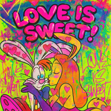 Lade das Bild in den Galerie-Viewer, Aluminiumbild gebürstet Süßes Pop Art Liebespaar Quadrat