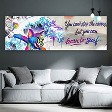 Lade das Bild in den Galerie-Viewer, Acrylglasbild Surfer Cartoon mit Motivationsspruch Panorama