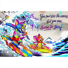 Lade das Bild in den Galerie-Viewer, Spannrahmenbild Surfer Cartoon mit Motivationsspruch Querformat
