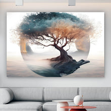 Lade das Bild in den Galerie-Viewer, Leinwandbild Surrealer Baum im Nebel Querformat