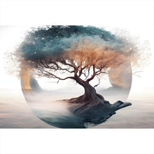 Lade das Bild in den Galerie-Viewer, Leinwandbild Surrealer Baum im Nebel Querformat